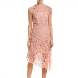 REISS ivana-lace asym hem pale pink dress